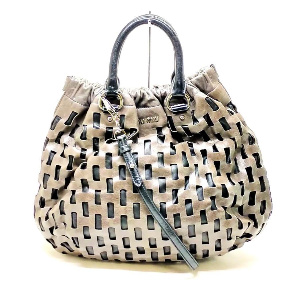 Miu Miu Gray Leather Handbag